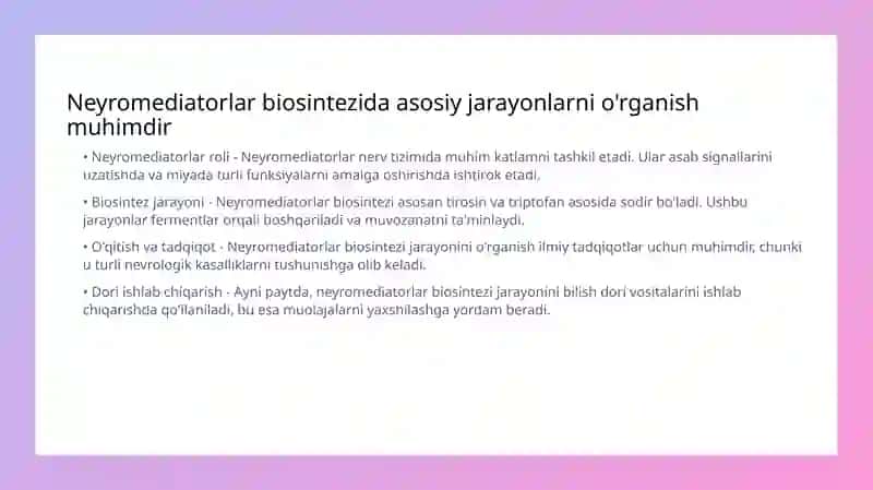 Neyromediatorlar biosintezi 3