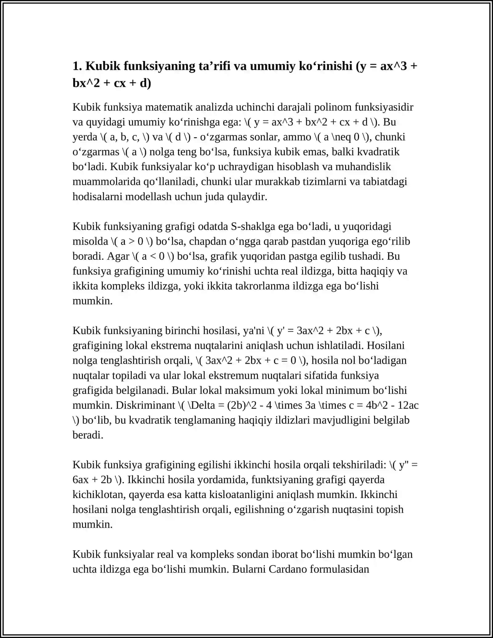 KUBIK FUNKSIYA VA UNING XOSSALARI 3
