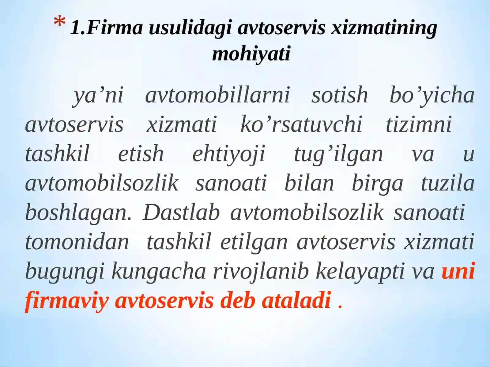 FIRMA USULIDAGI AVТOSERVIS ХIZMAТI 3