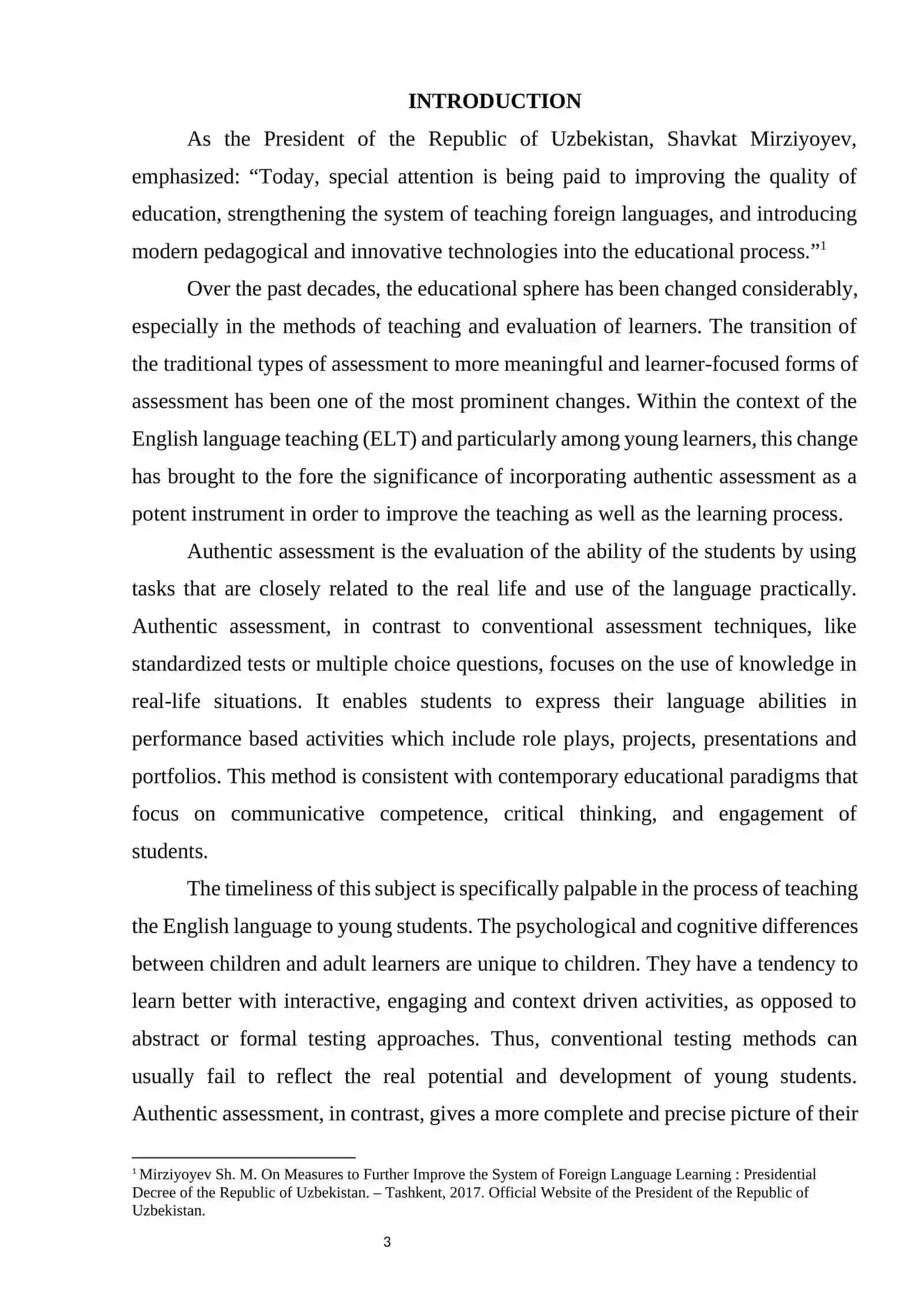 COURSE WORK: INTEGRATING AUTHENTIC ASSESSMENT IN ENGLISH LANGUAGE TEACHING FOR YOUNG LEARNERS 3