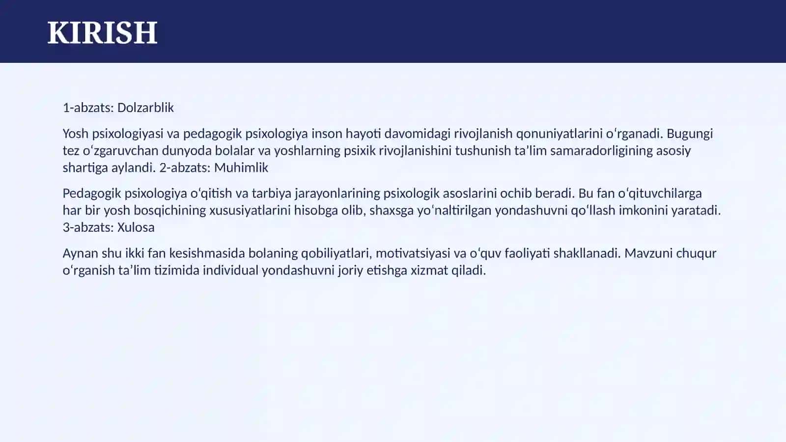 Yosh psixologiyasining va pedagogik psixologiyaning predmeti 3