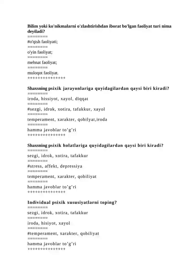 Umumiy psixologiya test HEMIS 3