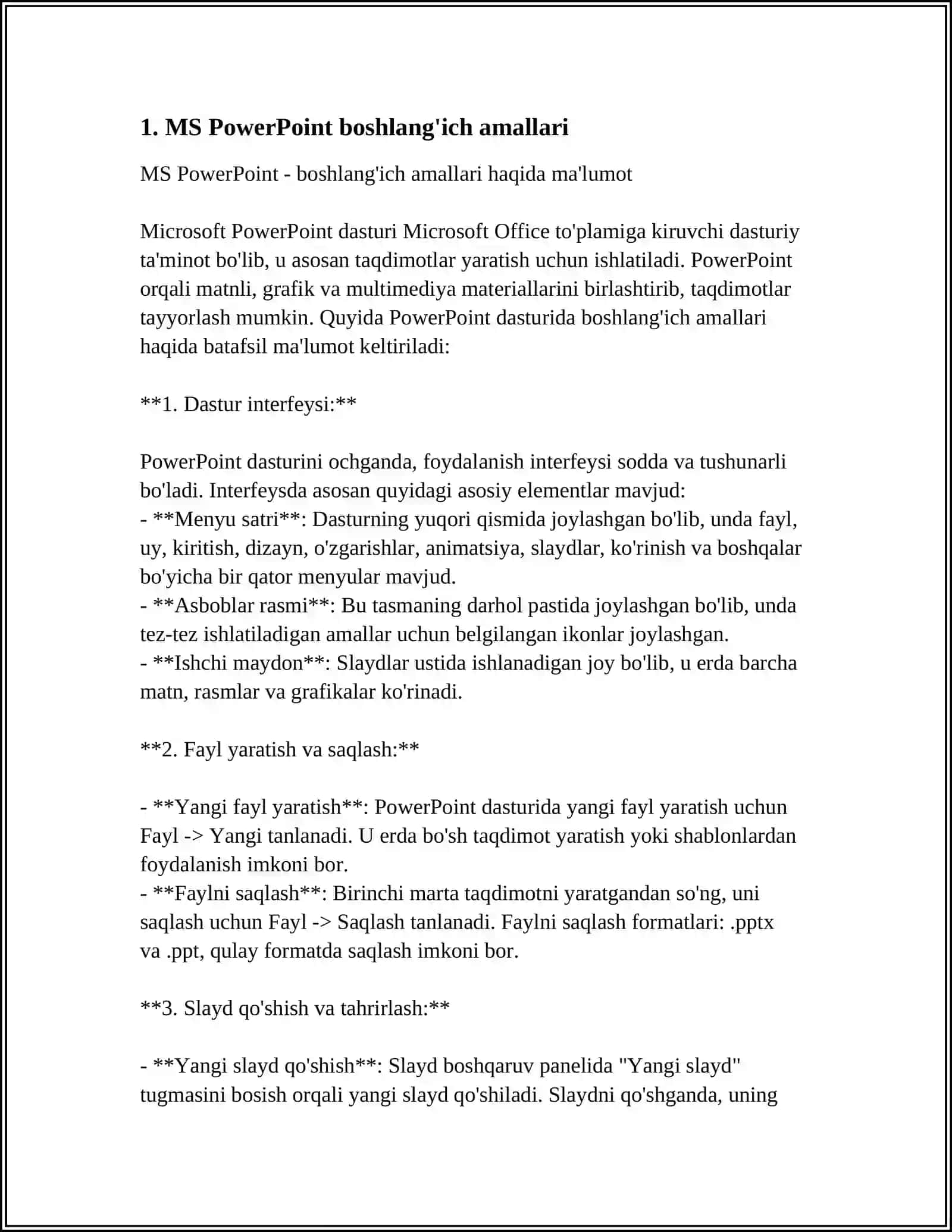MS POWER POINTDA SLAYDLAR REJIMIDA ISHLASH 3