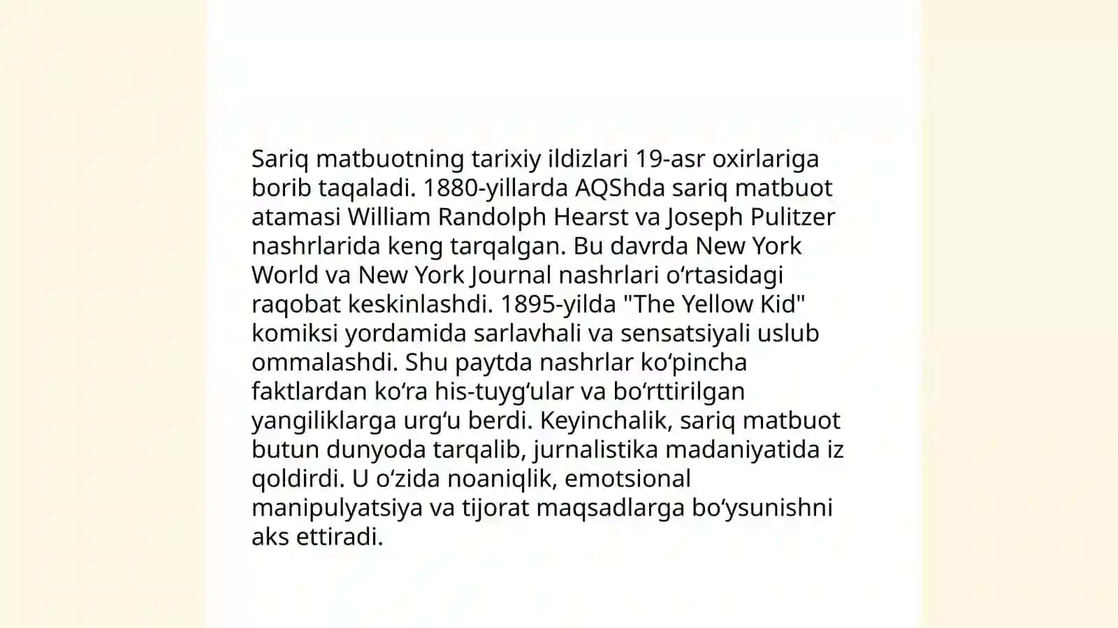 Sariq matbuotning rivojlanishi AQShda 3