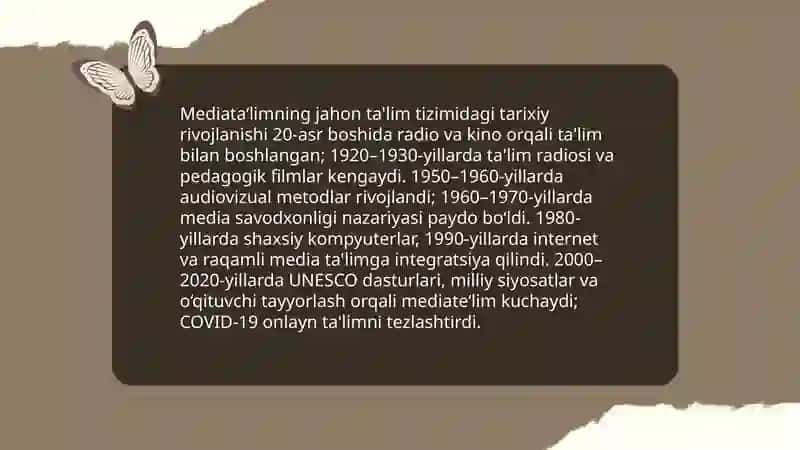 Mediata‘limning jahon ta'lim tizimida tutgan o‘rni 3