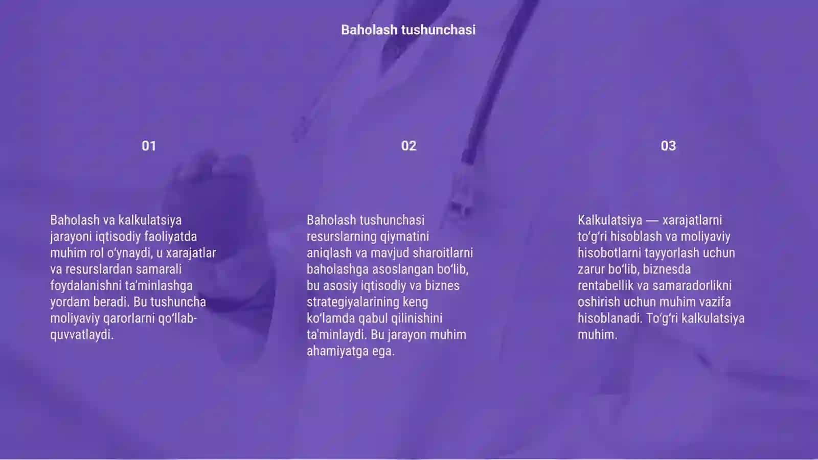 Baholash va kalkulatsiya 3