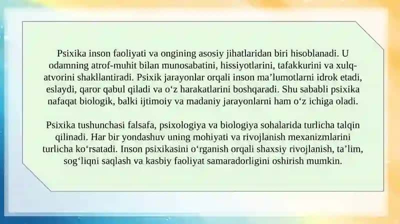 Psixika haqida umumiy tushuncha 3