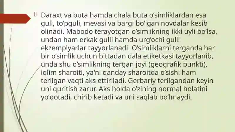 O‘simliklarni Aniqlashni O‘rganish. Gerbariy Bilan Ishlash 3