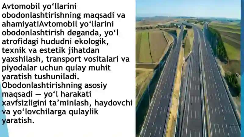 Avtomobil yo'llarini obodonlashtirish arxitektura-lanshaft loyihalash 3