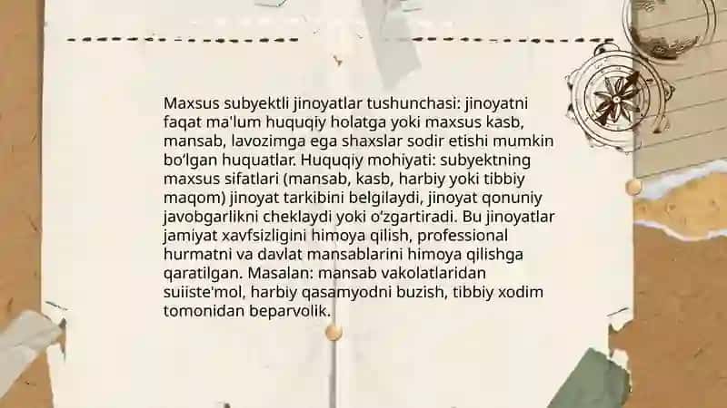 Maxsus subyektli jinoyatlar 3