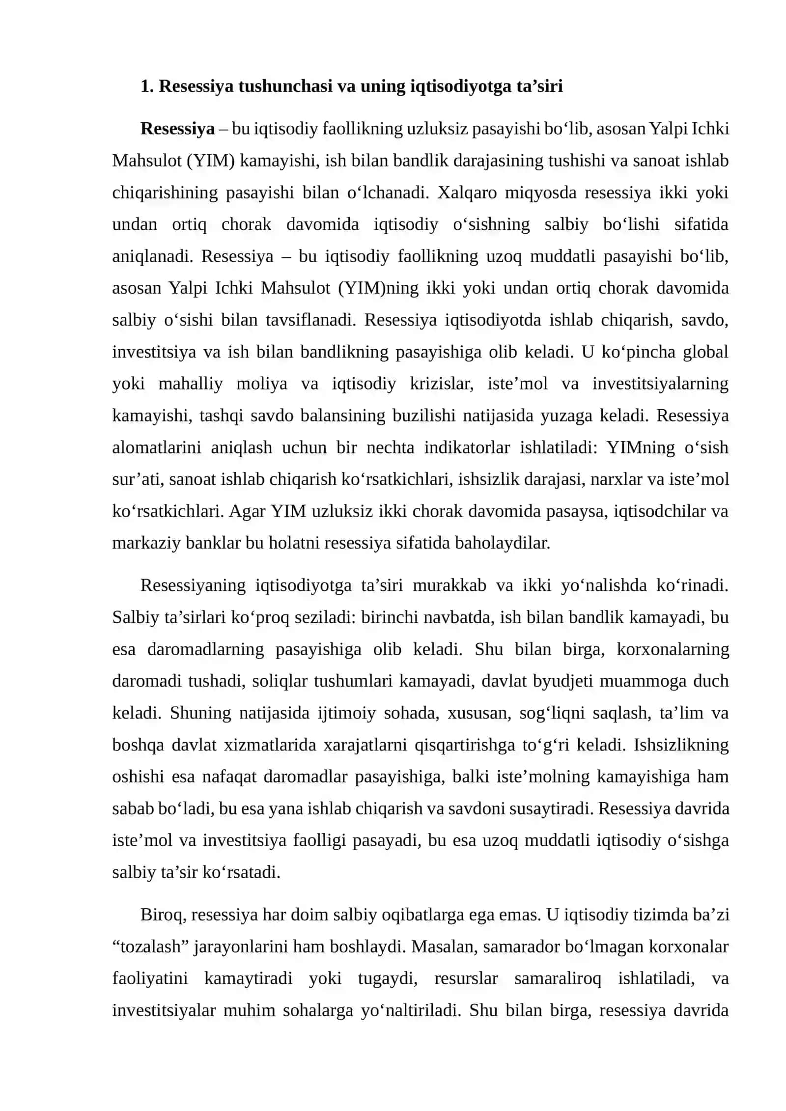 Resessiya va inflatsion uzilish 3
