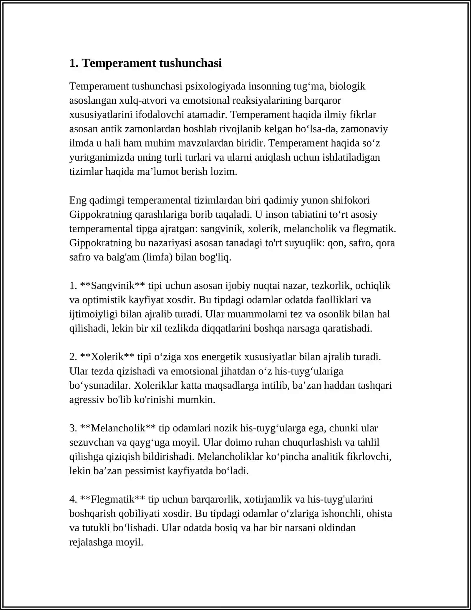 TEMPERAMENT, XARAKTER VA UNING XOSSALARI 3