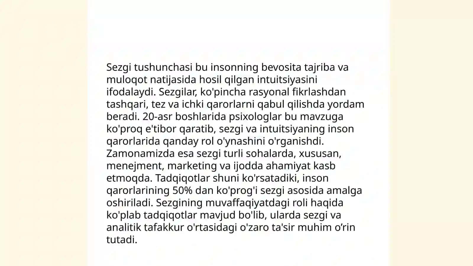 Sezgi klassifikatsiyasi 3