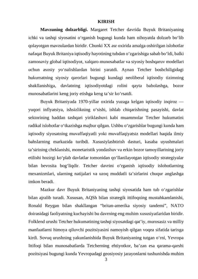 Margaret Tetcher davrida Buyuk Britaniyaning ichki va tashqi siyosati 3