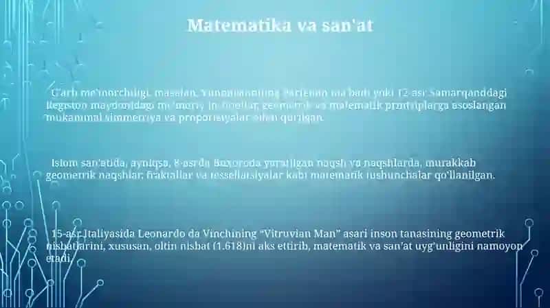 Matematika fanining dunyo madaniyati va tarixidagi tutgan o'rni 3