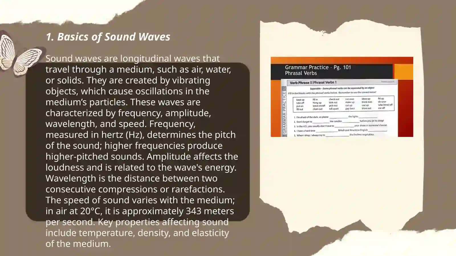 Sound. Distance and size. Colur and light 3