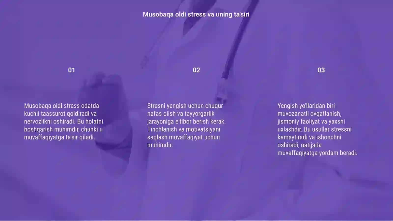 Musobaqa oldi stres va uning ta'siri 3