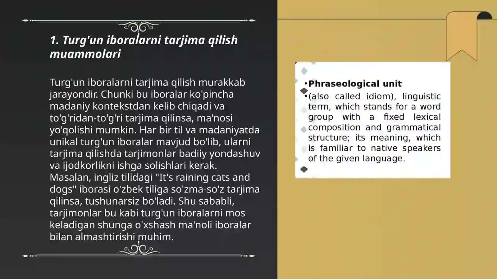 Phraseological problems of translation - Ergashev Panji 3