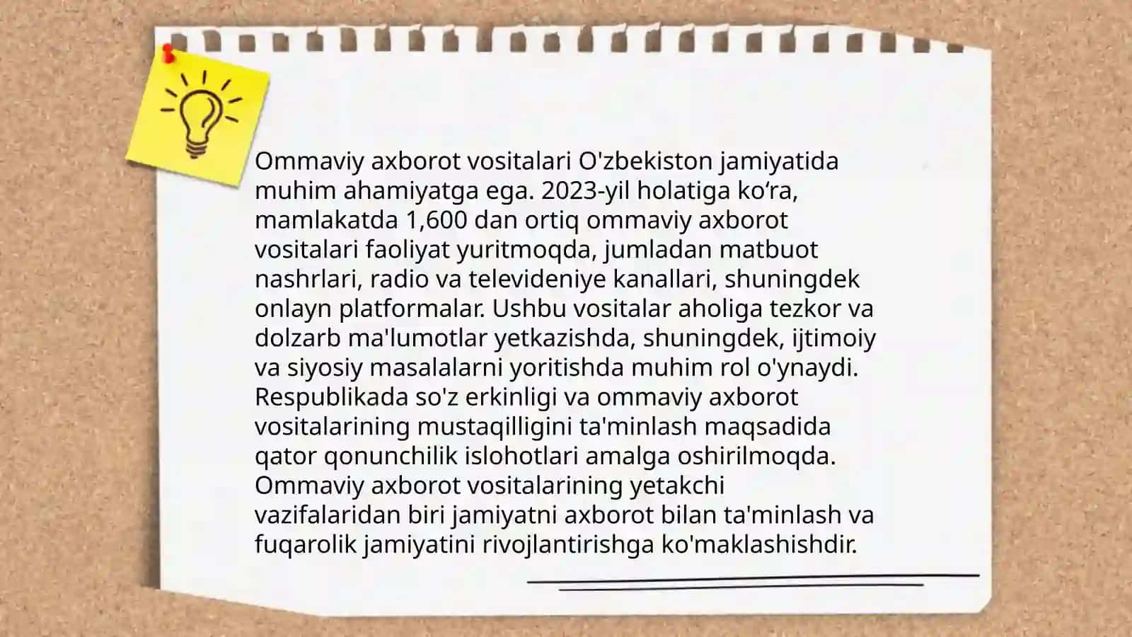 Ommaviy axborot vositalarining faoliyati mavzusida esse yozish 3