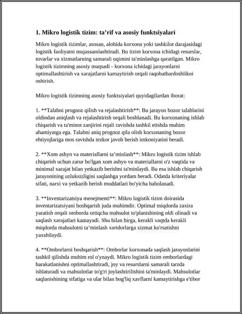 MIKRO VA MAKRO LOGISTIK TIZIMLAR 3