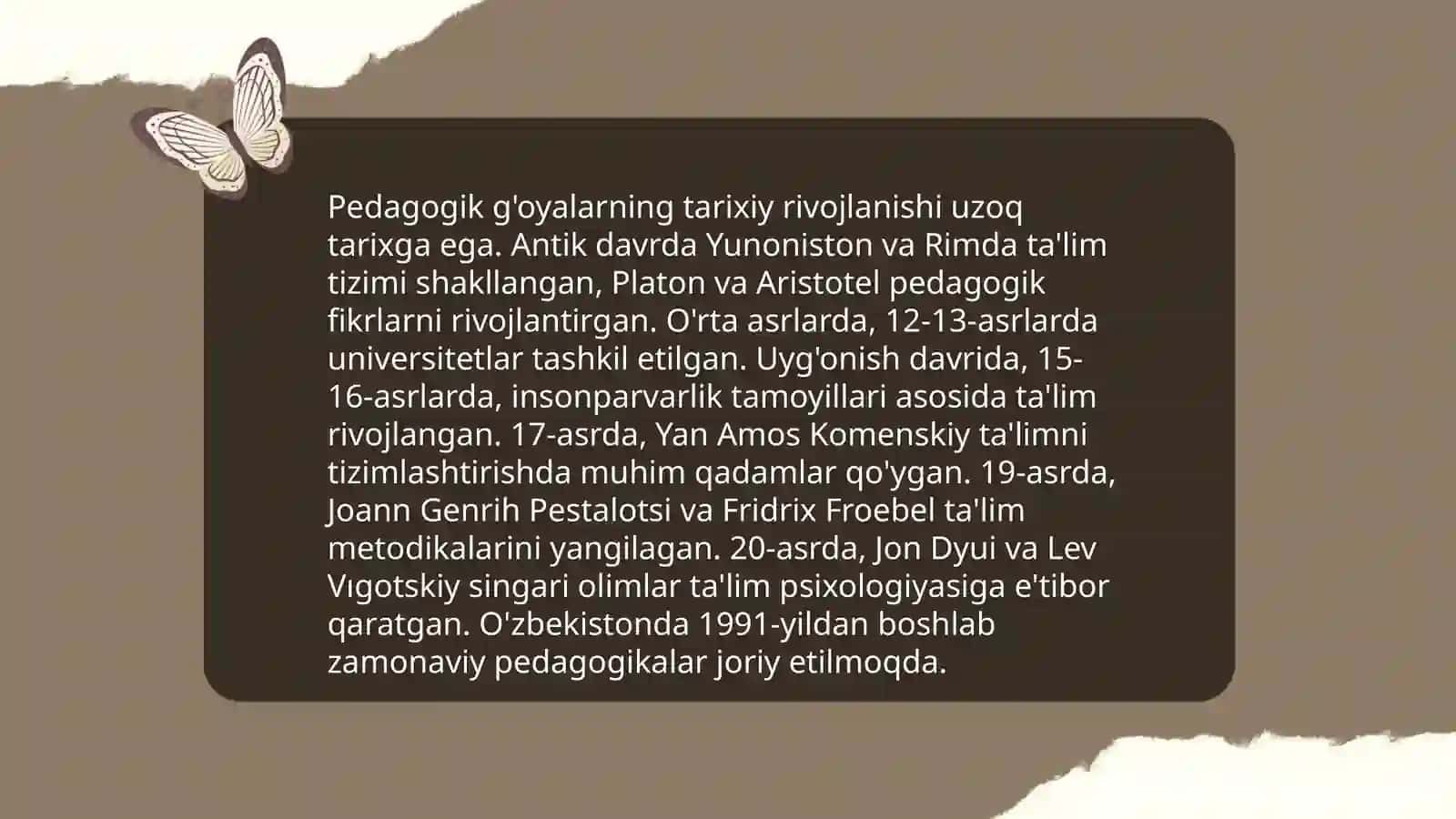 Pedagogik g'oyalarning rivojlanish bosqichlari 3