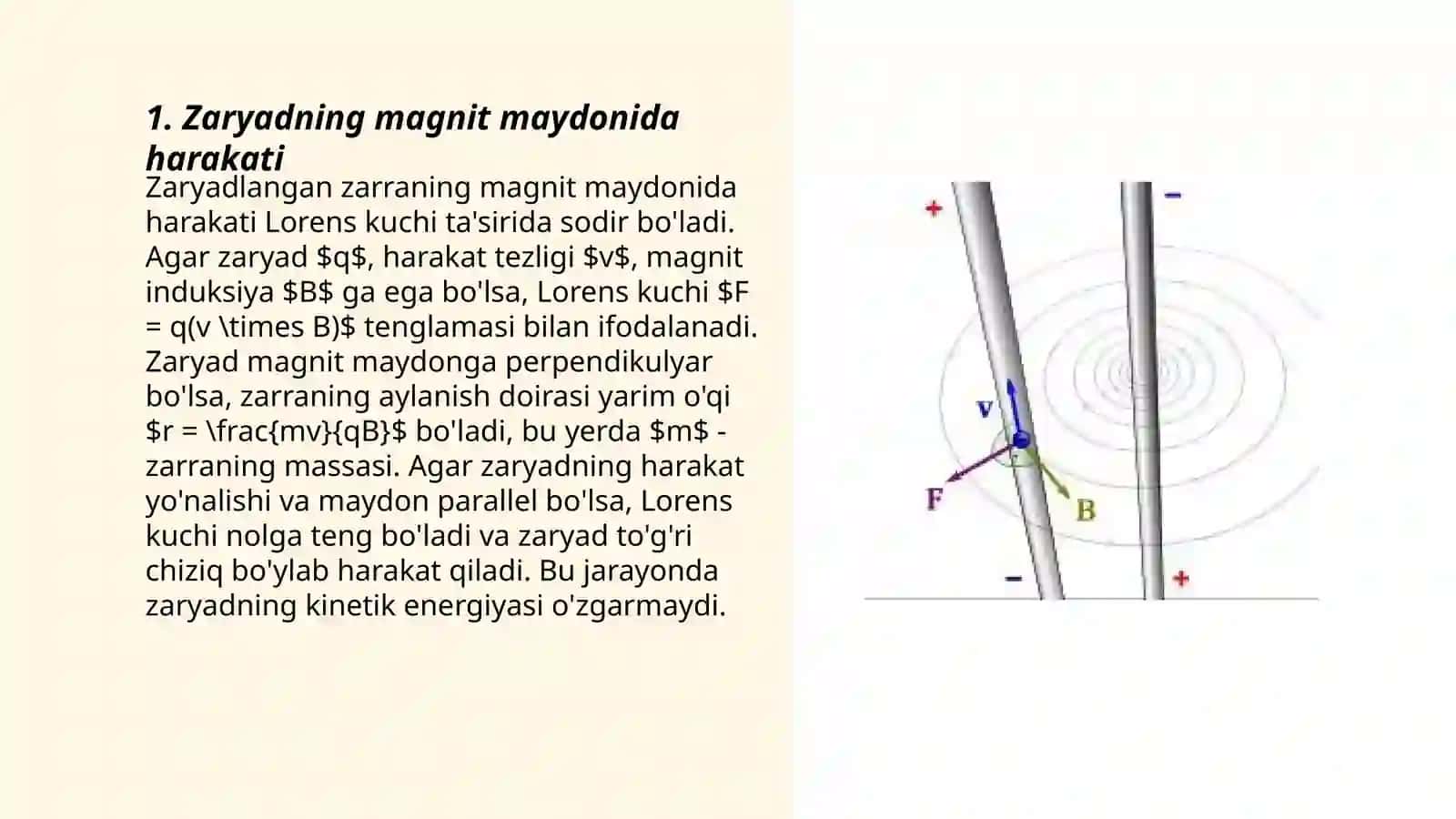 Magnit maydonida zaryadning harakati 3