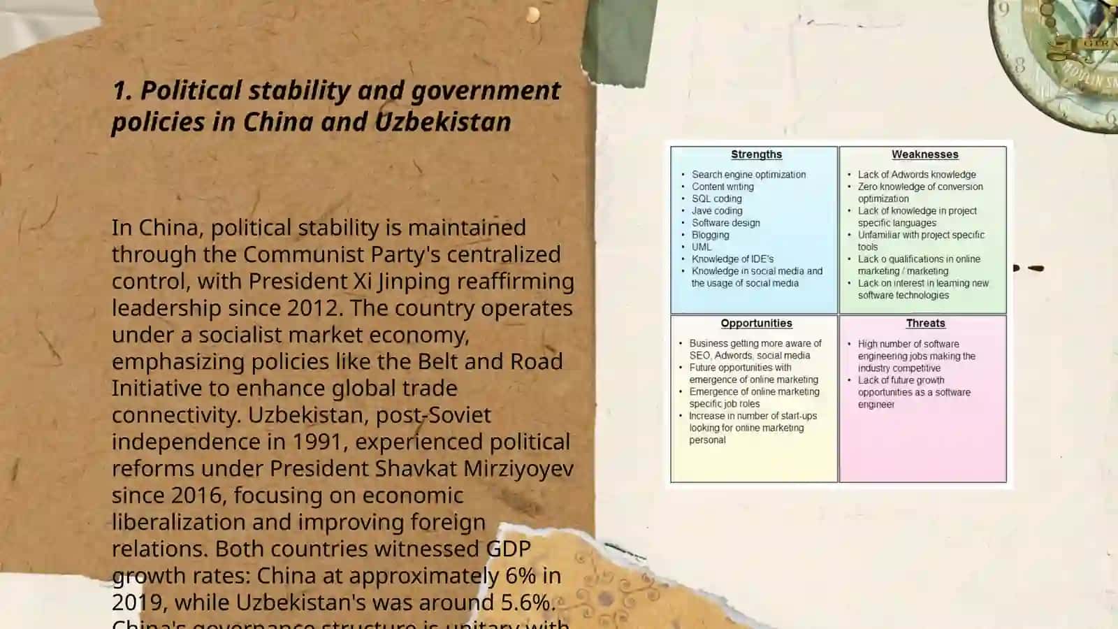SWOT analysis of investments in China and Uzbekistan 3