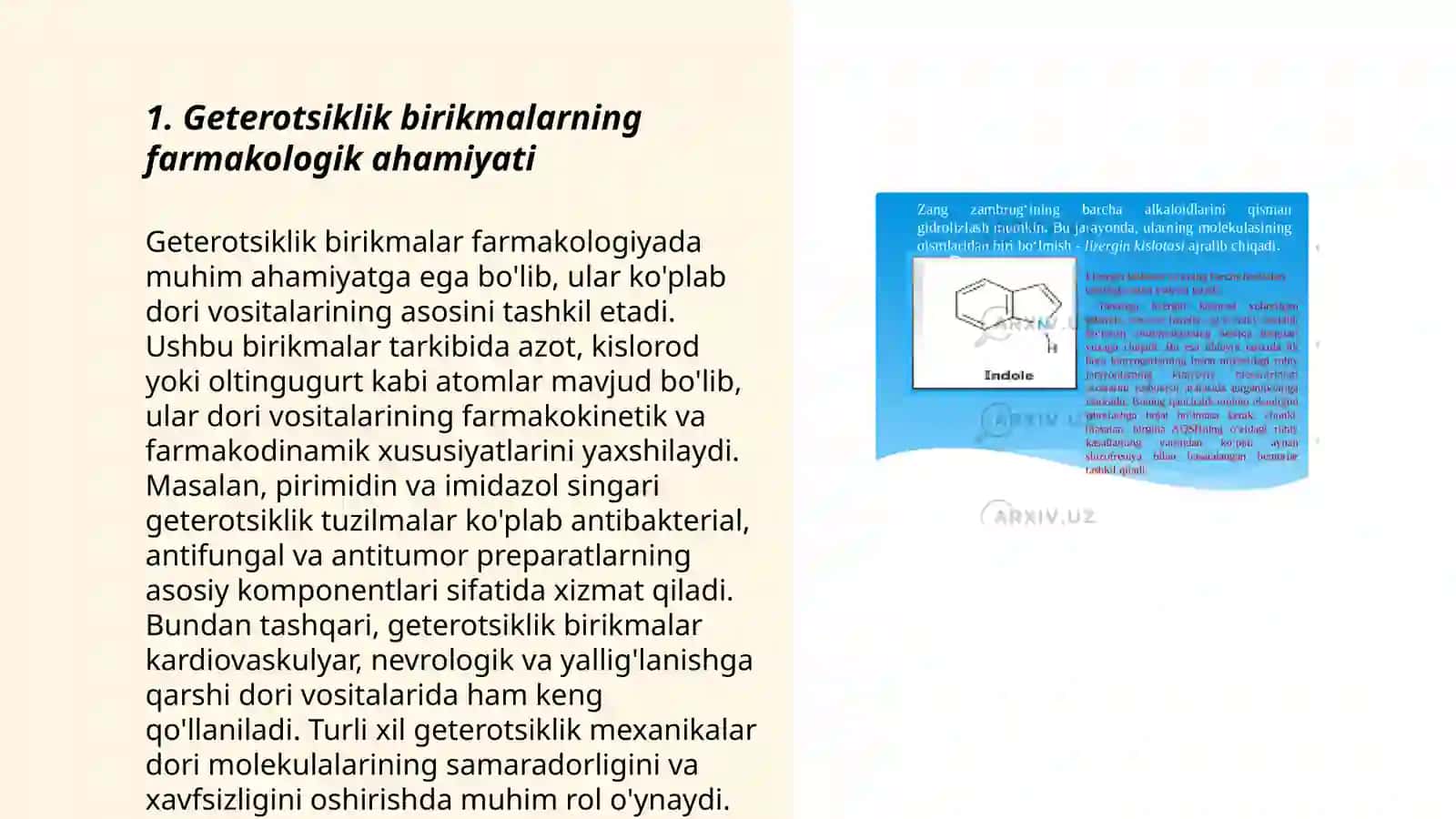 Geteroxalqali birikmalar metabolitlar va dorivor vositalar sifatida 3