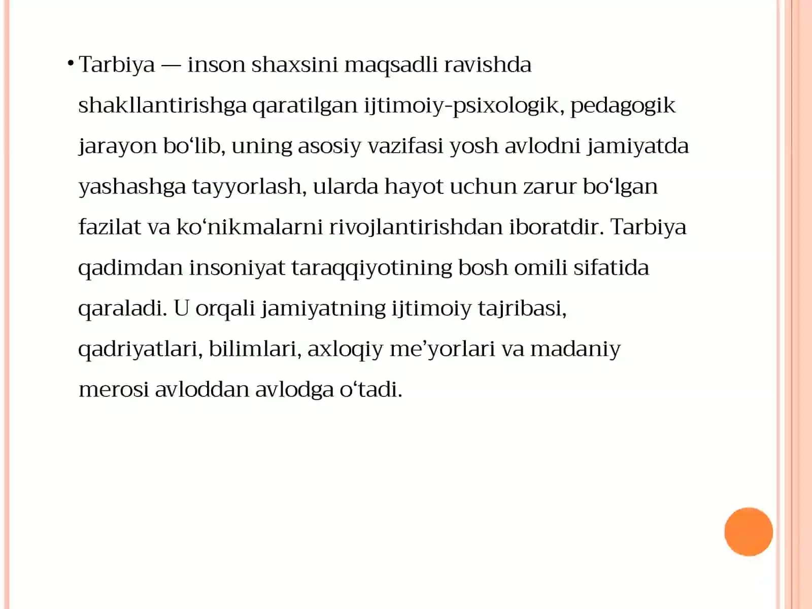 Tarbiya va Uning turlari Taqdimot 3