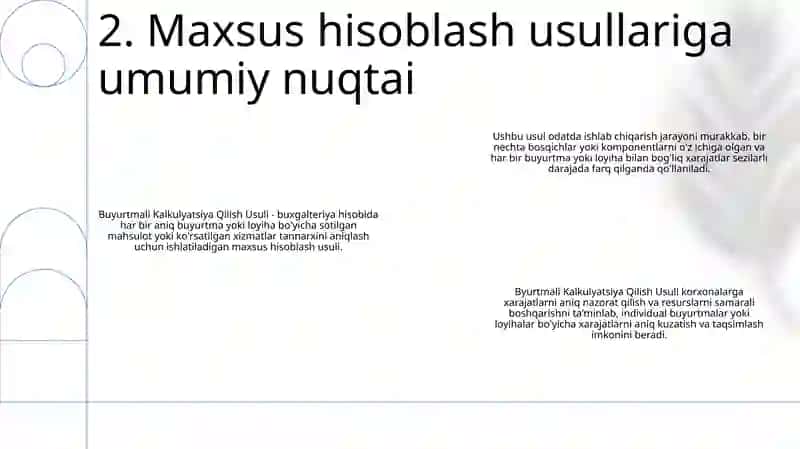 Buyurtmali Kalkulyatsiya Qilish Usuli 3