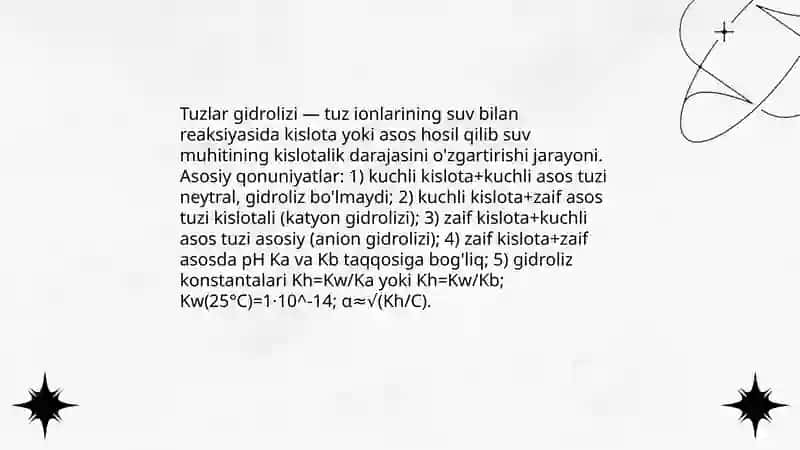 Tuzlar gidrolizi 3