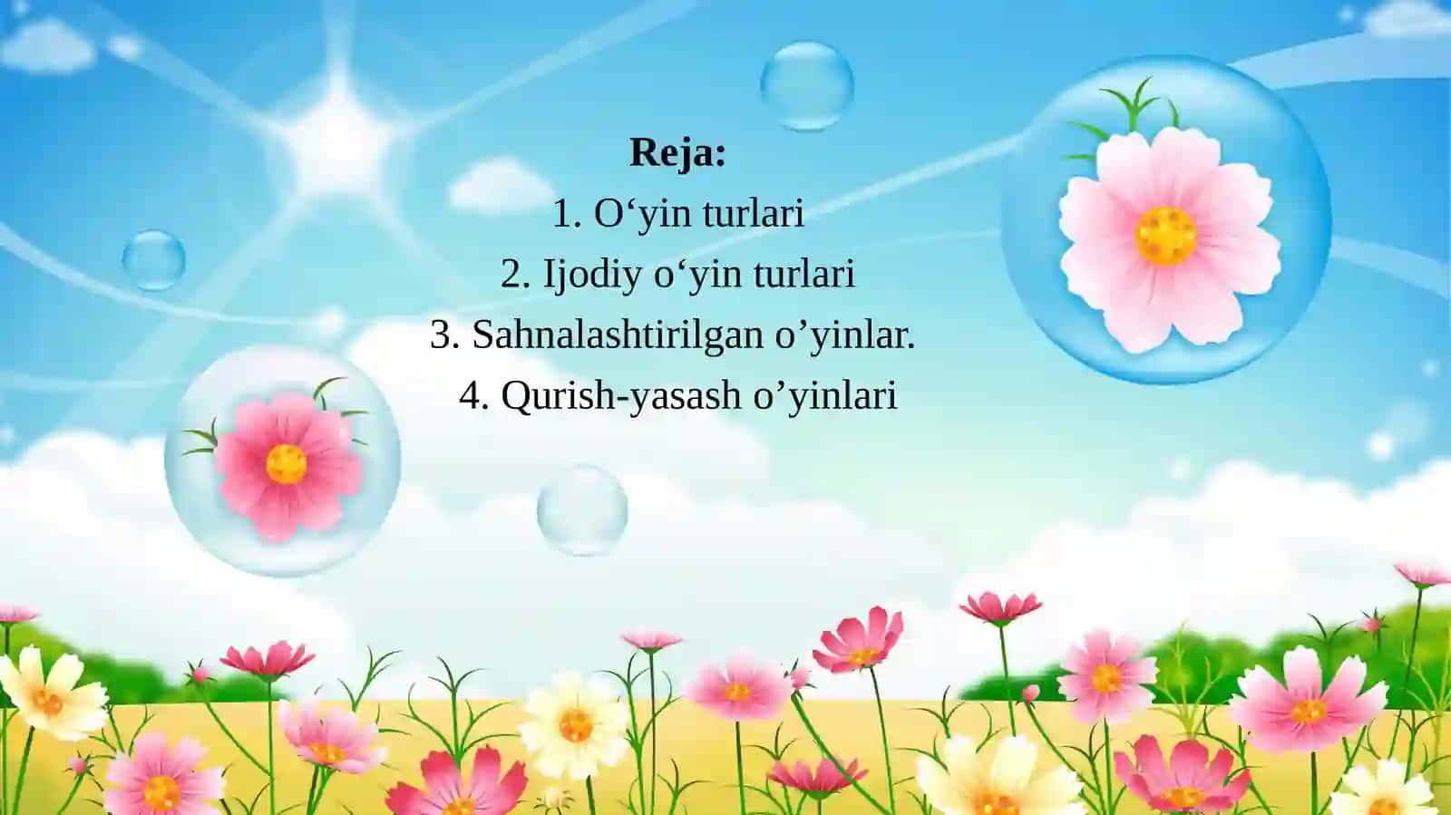 O‘yin turlari. Ijodiy o‘yinlar 3