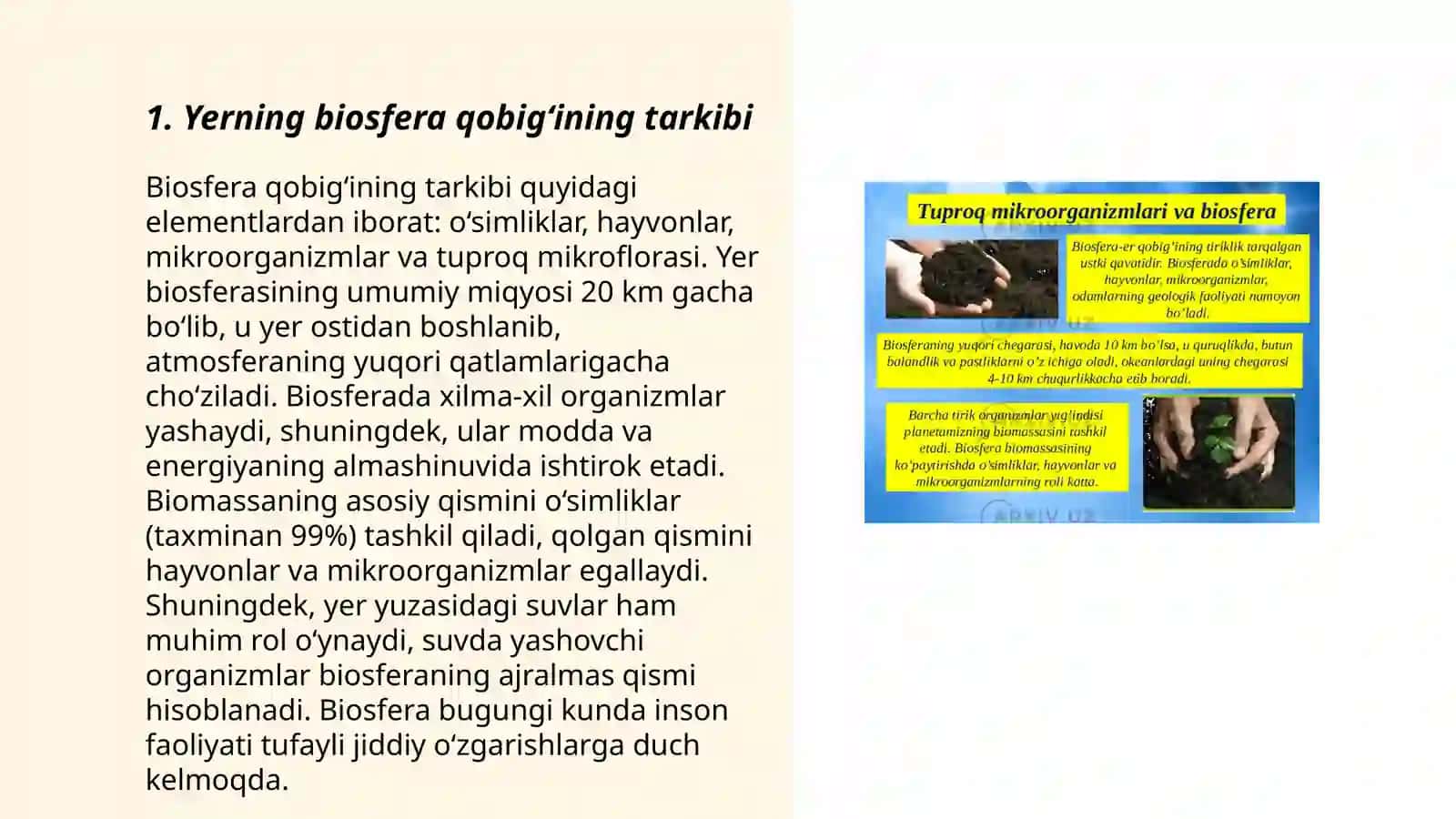 Yerning Biosfera qobig’ining tuzilishini o’rganish 3