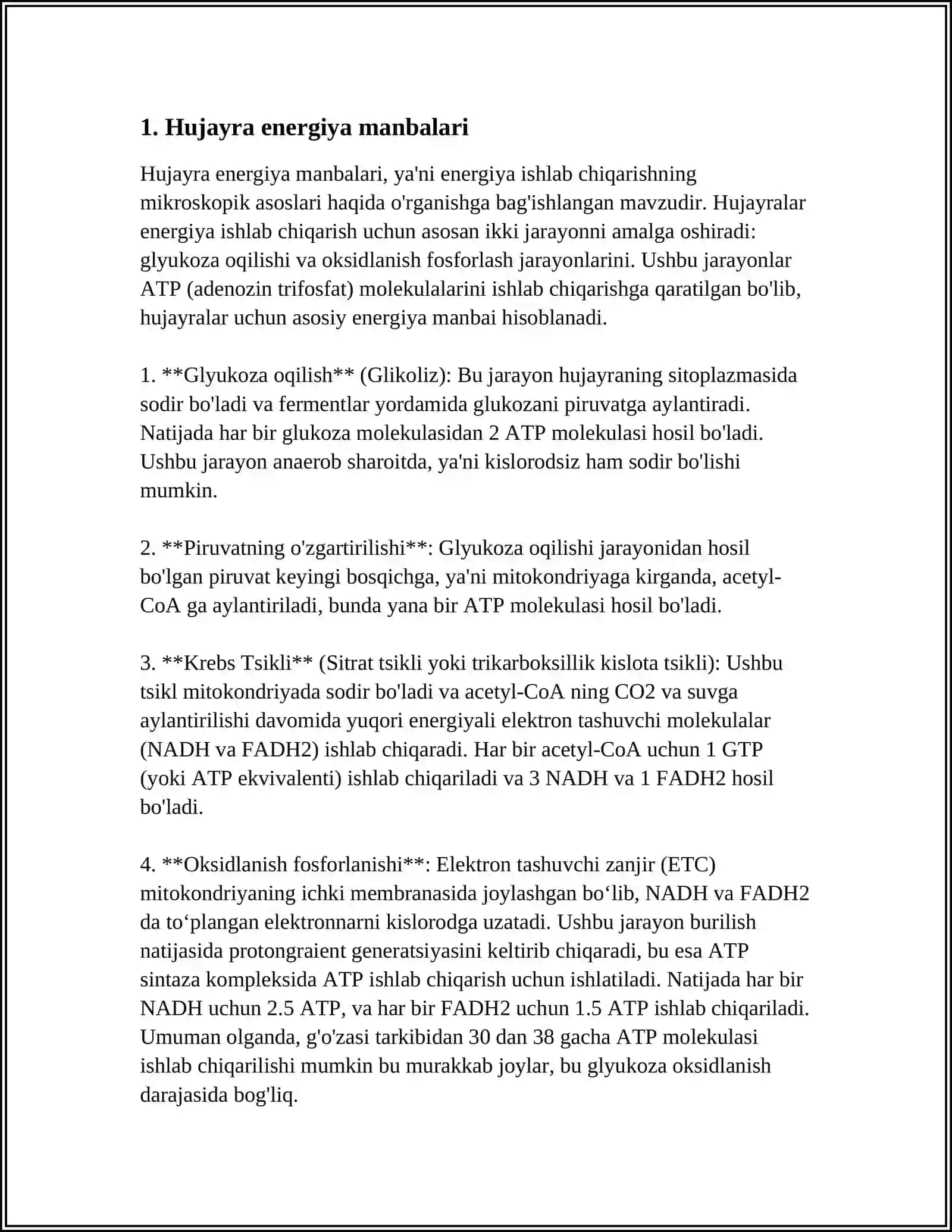 MUSTAQIL ISH Mavzu: HUJAYRADA MODDA VA ENERGIYA ALMASHINUVI 3