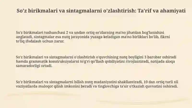 So'z birikmalari va sintagmani mustaqil o'zlashtirish 3