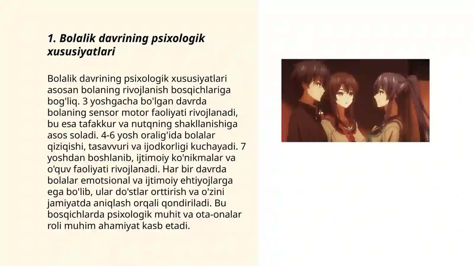 Bolalik davrining psixologik xususiyatlari 3