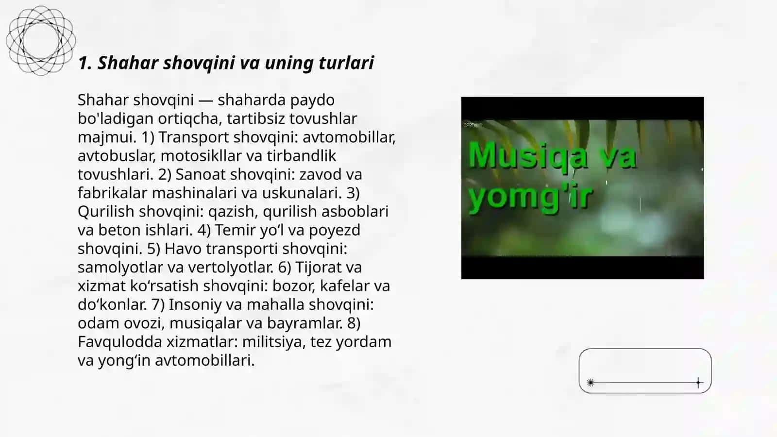 Shahar shovqini va uning turlari 3