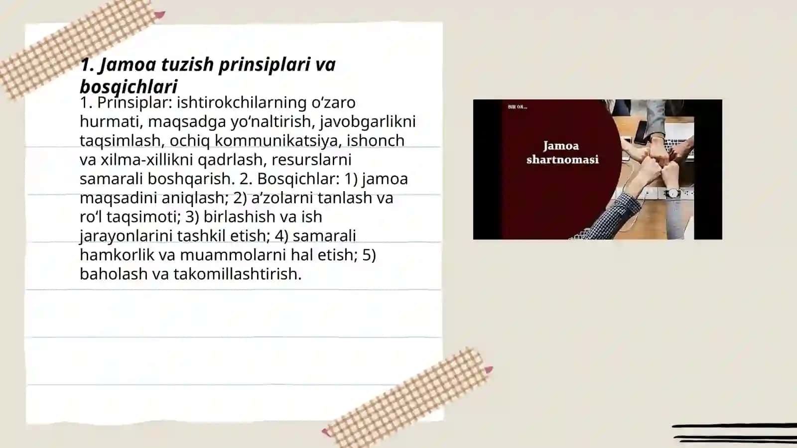 Jamoa tuzish va unda ishlash ko‘nikmalari 3