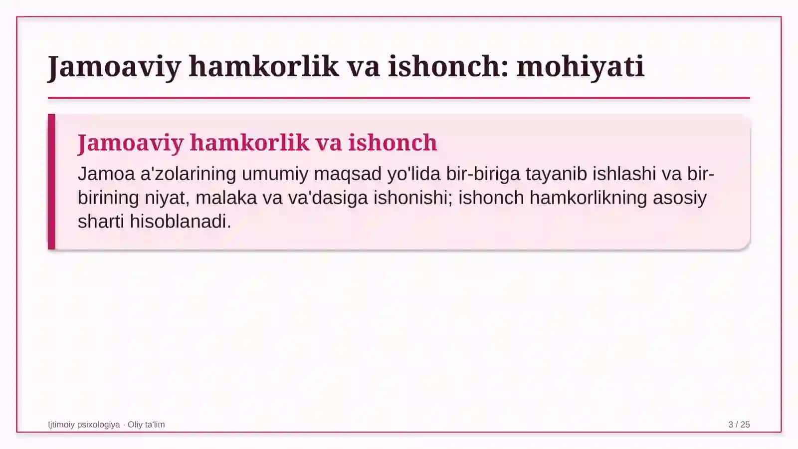 IJTIMOIY PSIXOLOGIYA · OLIY TA'LIM 3