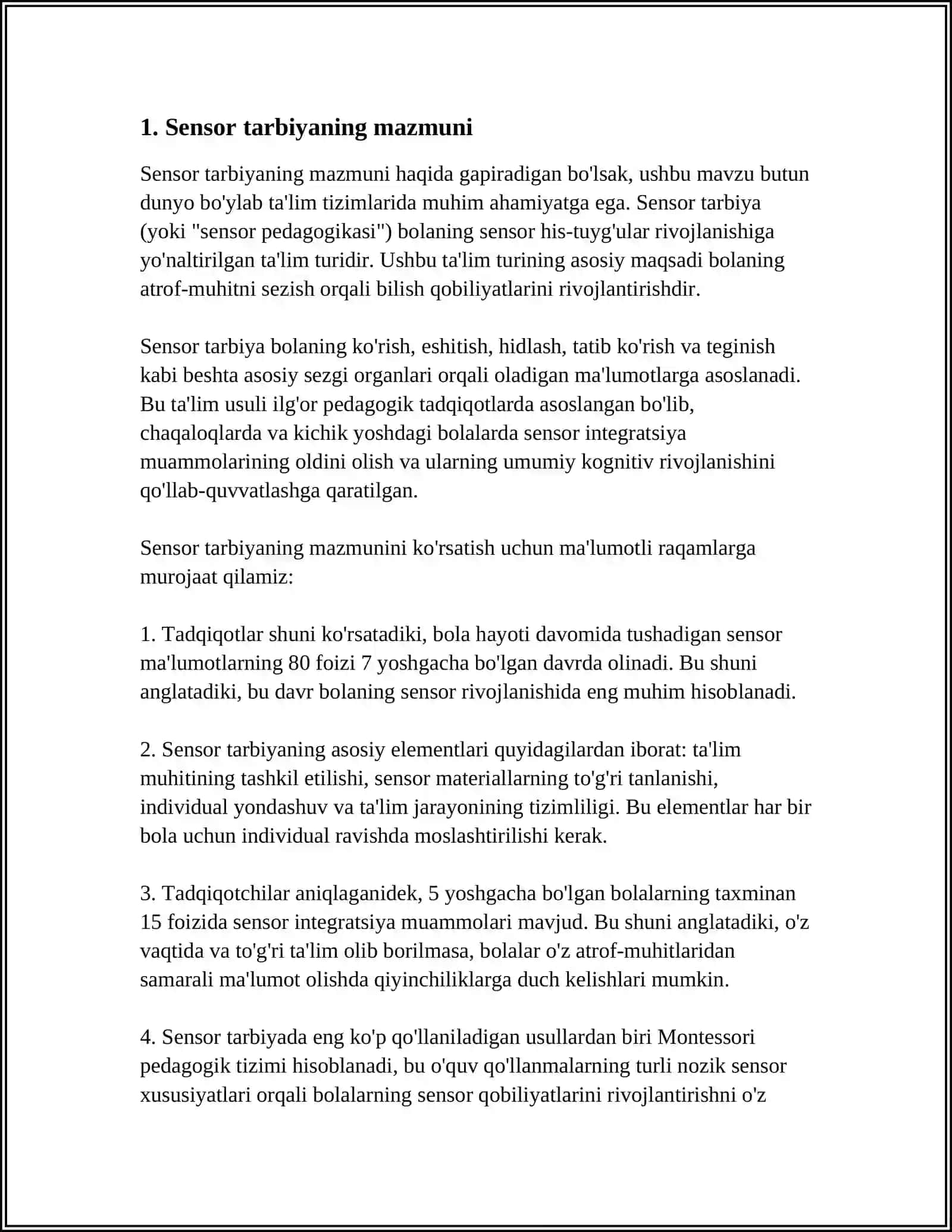 MAKTABGACHA YOSHDAGI BOLALAR SENSOR TARBIYASINING MAZMUNI 3