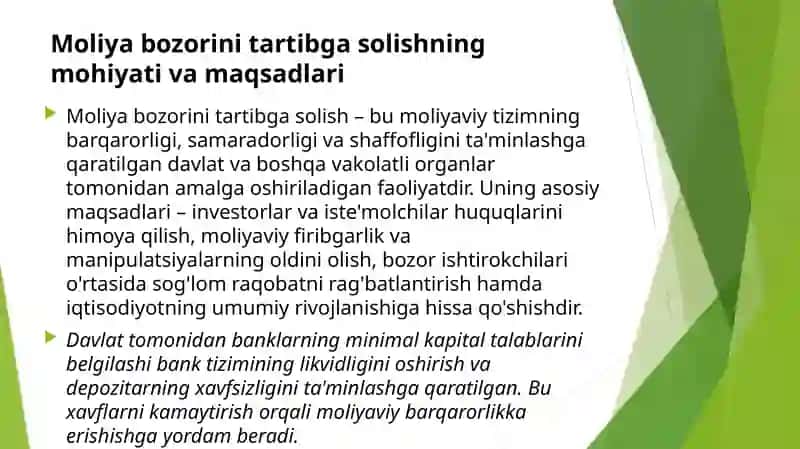 Moliya bozorini tartibga solish 3