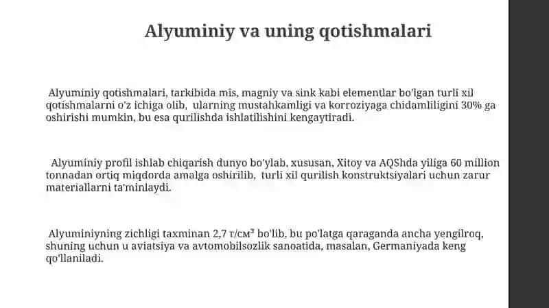 Alyuminiy va uning qotishmalari 3