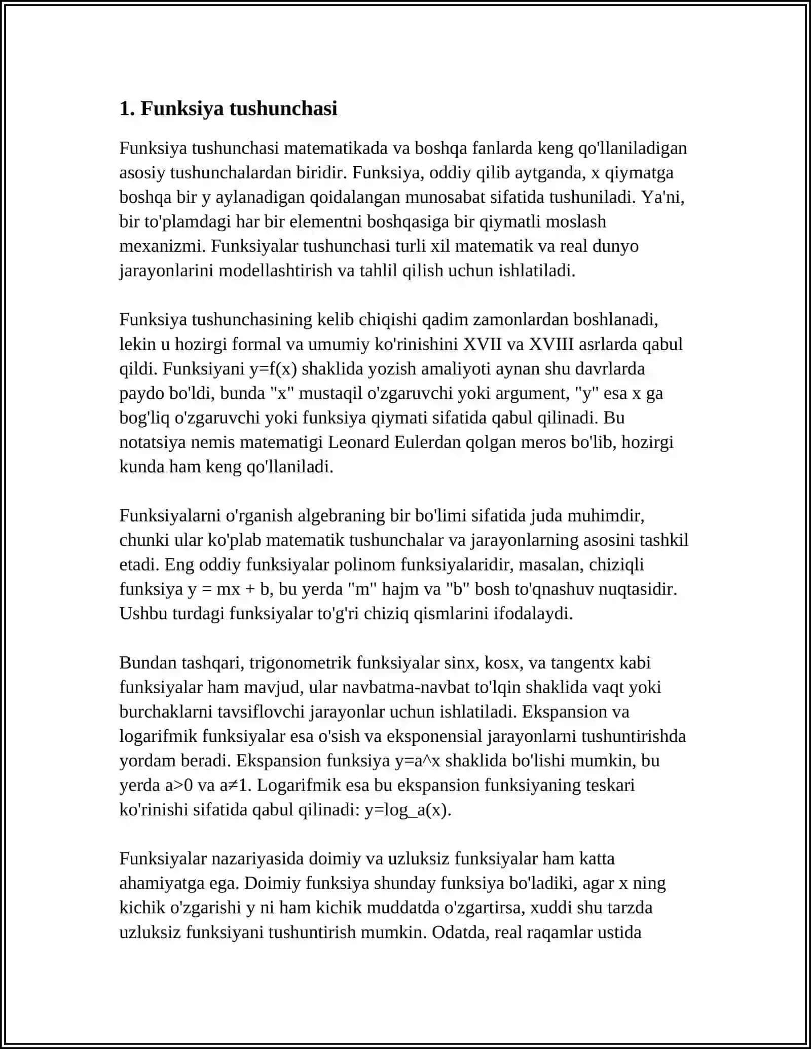 FUNKSIYA VA UNING LIMIT 3
