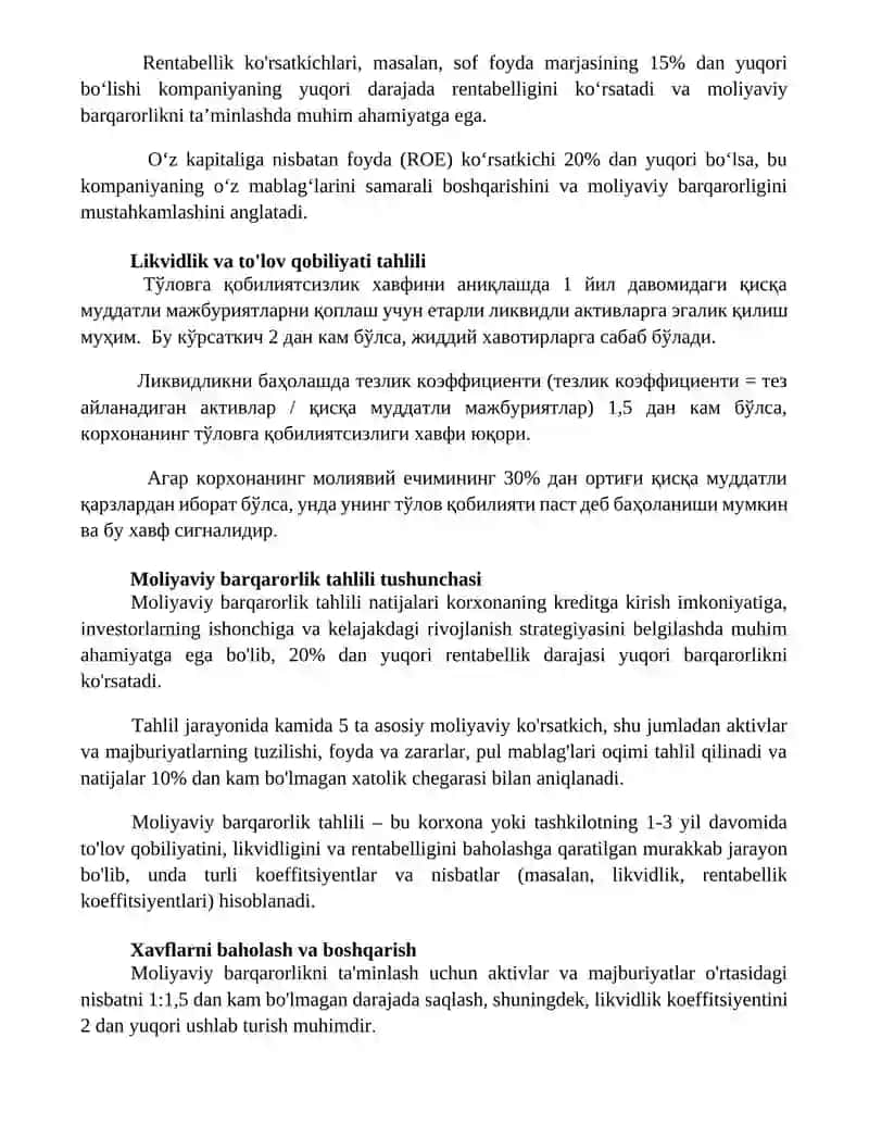 Moliyaviy barqarorlik tahlili 3