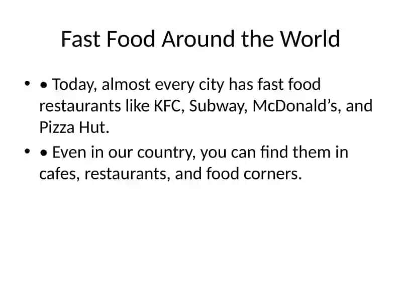 Tez taomlar tarixi (Fast Food History) 3