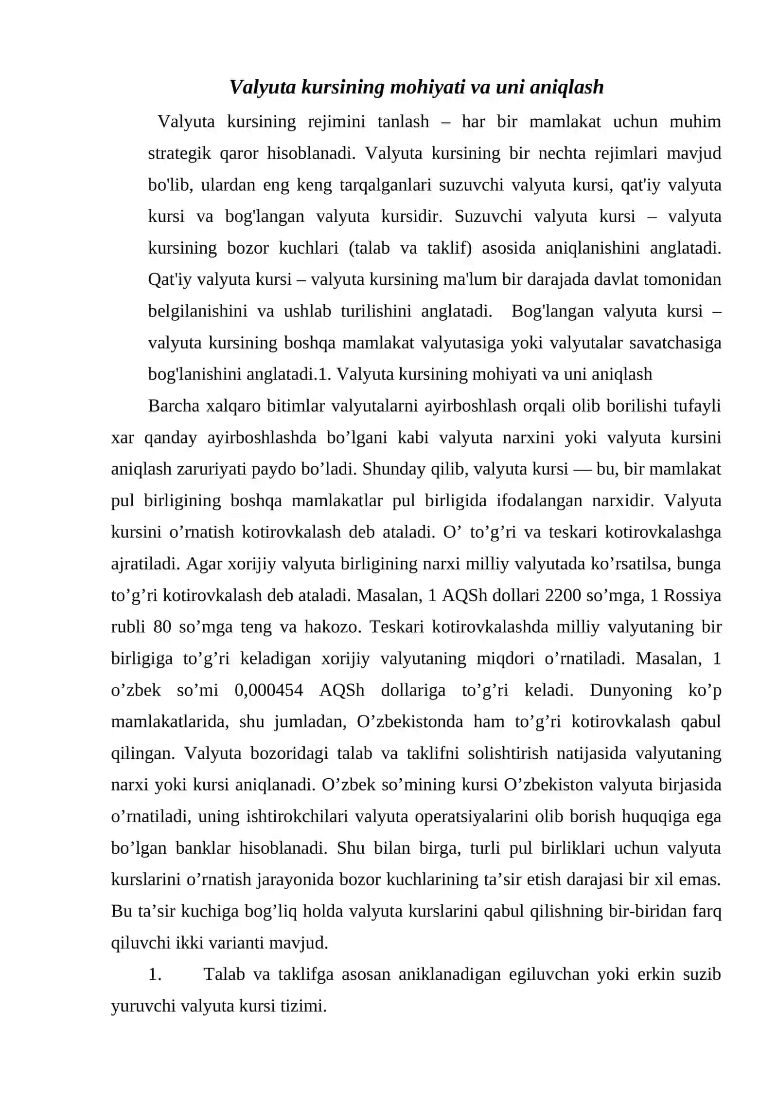 VALYUTA KURSI VA XARID QILISH PARITETI 3