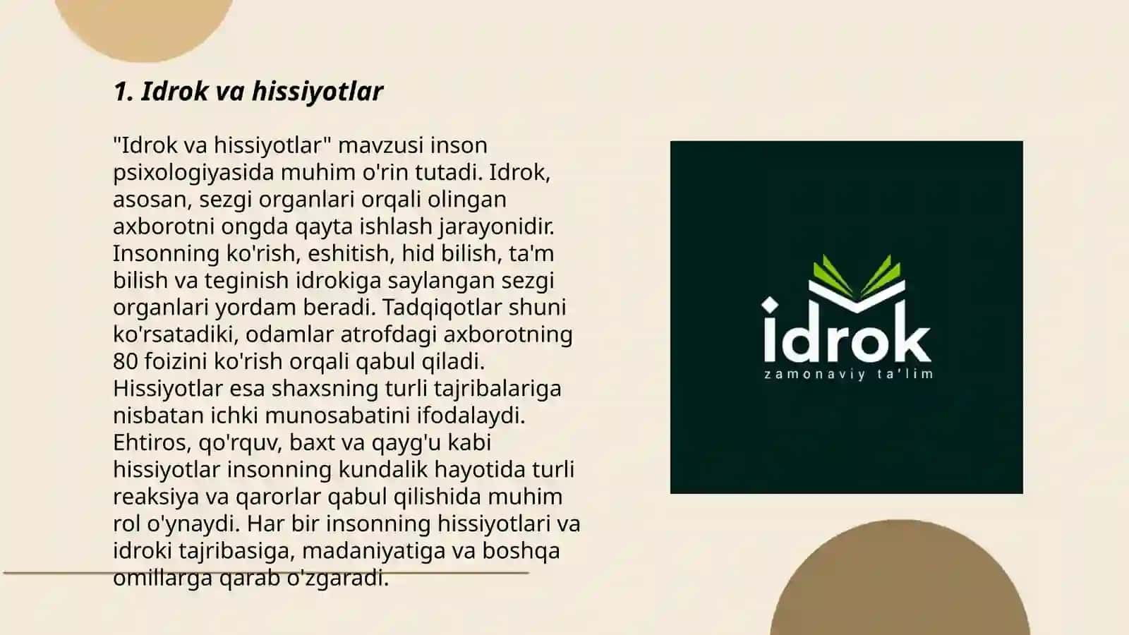 Idrok va hissiyotlar 3
