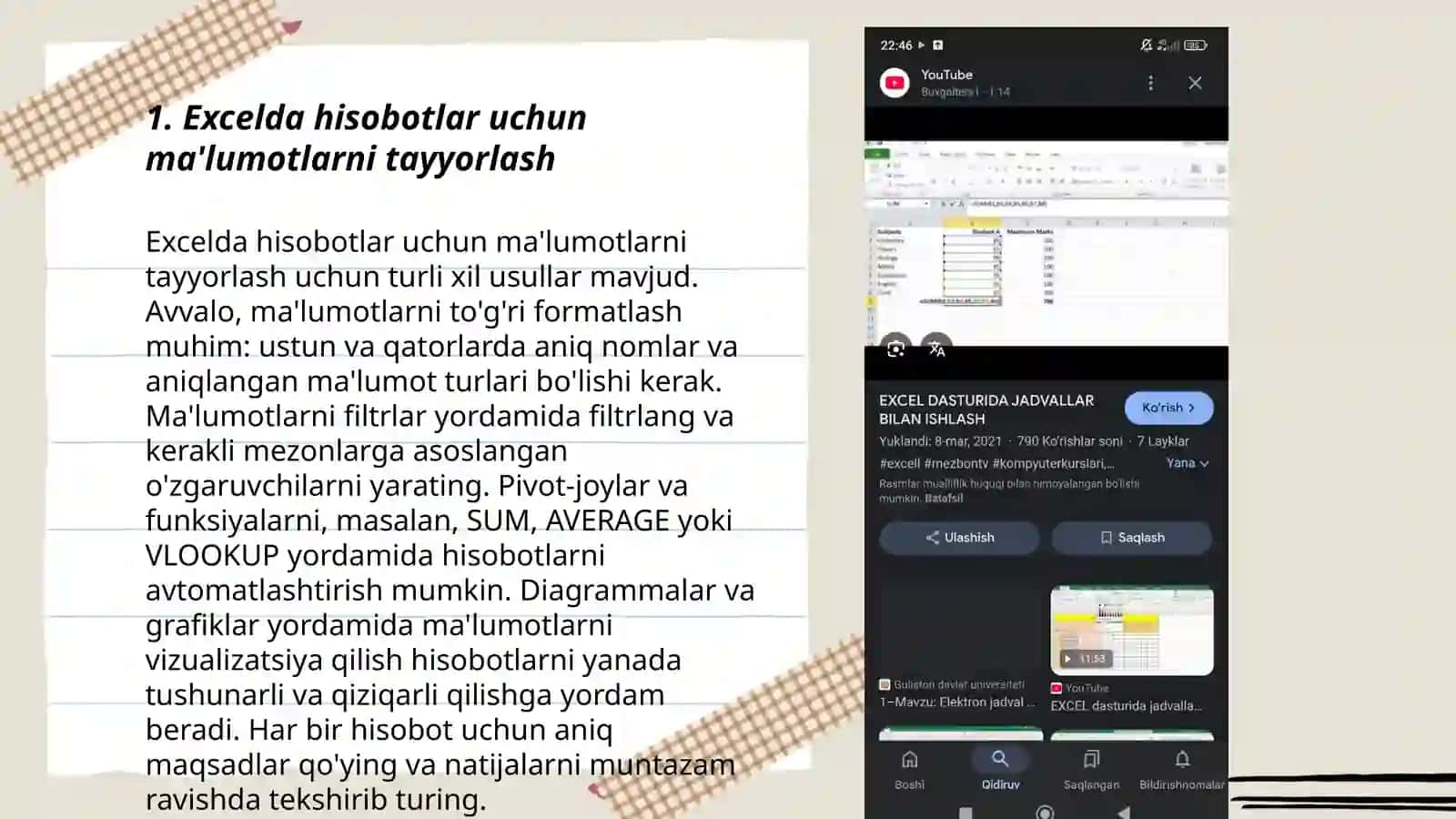 Excelda hisobotlar uchun ma'lumotlarni tayyorlash 3