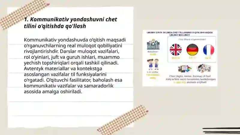 Kommunikativ yondashuvni chet tilini o'qitishda qo'llash 3