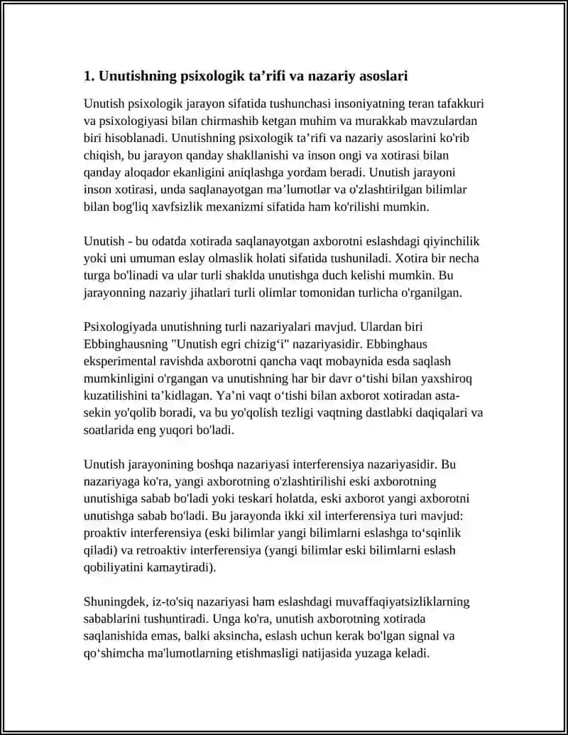 UNUTISH PSIXOLOGIK JARAYON SIFATIDA 3
